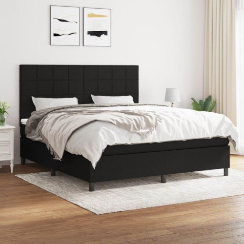 Kontinentalseng med madras 160×200 cm - stof, sort