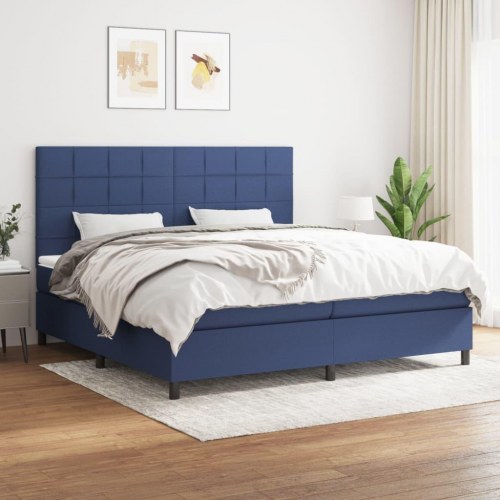 Kontinentalseng med madras 200×200 cm - stof, blå