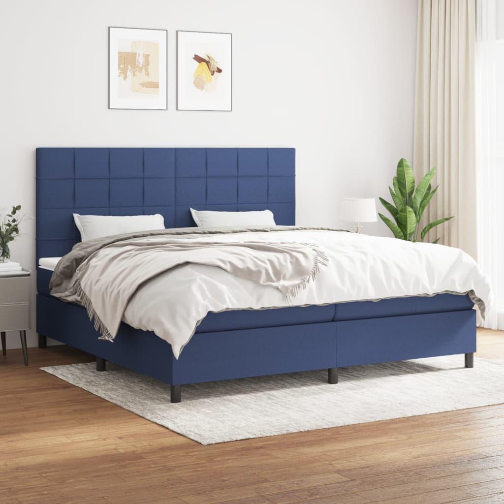 Kontinentalseng med madras 200x200 cm stof blå billede