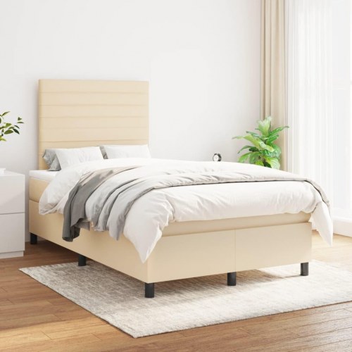 Kontinentalseng med madras 120×200 cm - stof, cremefarvet