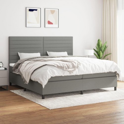 Kontinentalseng med madras 200x200 cm - stof, mørkegrå