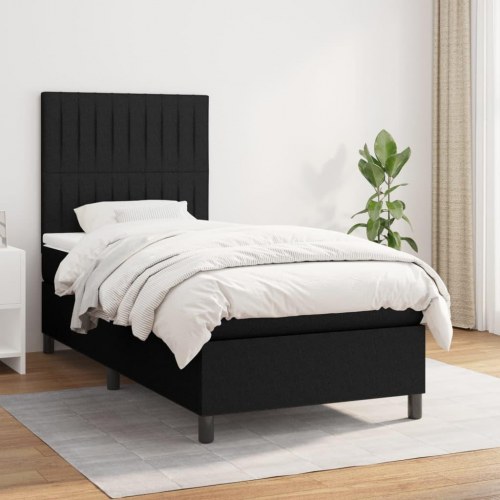 Kontinentalseng med madras 80×200 cm - stof, sort