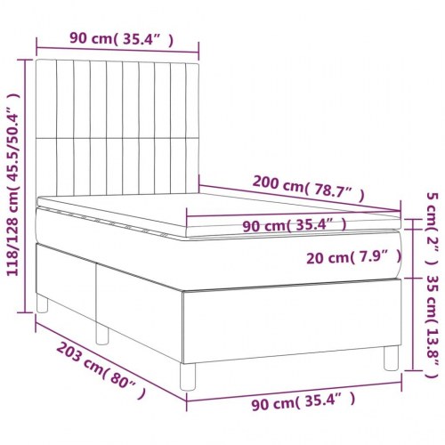 Kontinentalseng med madras 90×200 cm - stof, sort
