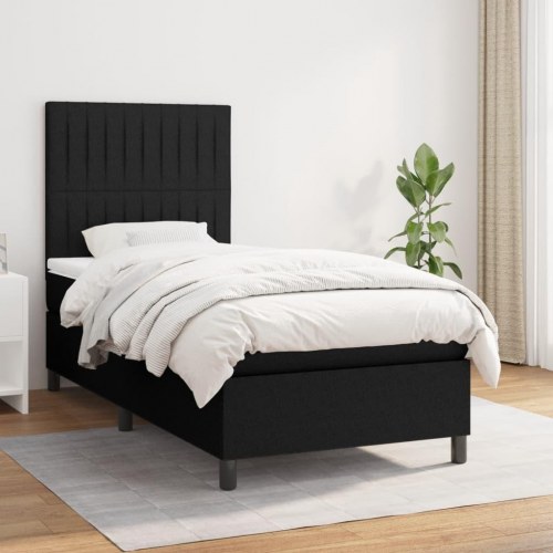 Kontinentalseng med madras 100×200 cm - stof, sort