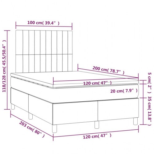 Kontinentalseng med madras 120x200 cm - stof, sort