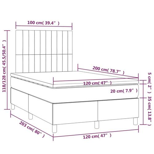 Kontinentalseng med madras 120x200 cm stof cremefarvet