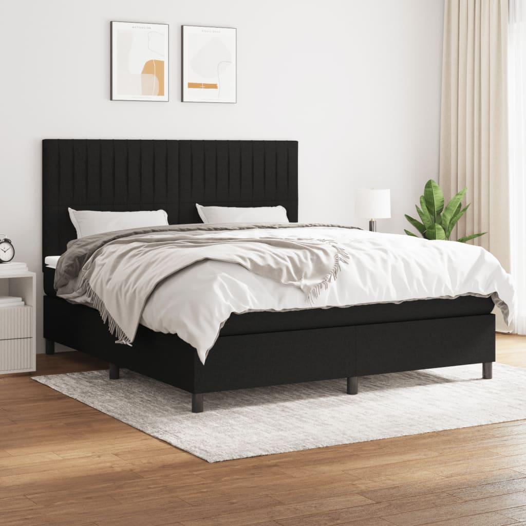 Kontinentalseng med madras 160×200 cm - stof, sort