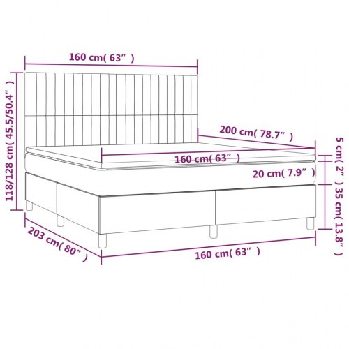 Kontinentalseng med madras 160×200 cm - stof, sort
