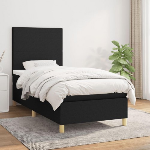 Kontinentalseng med madras 80×200 cm - stof, sort