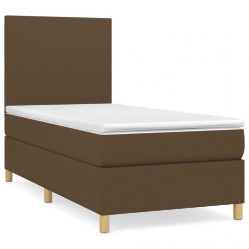 Kontinentalseng med madras 80×200 cm - stof, mørkebrun