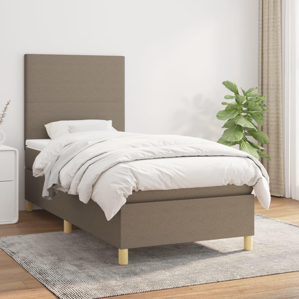Kontinentalseng med madras 80x200 cm stof gråbrun