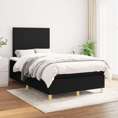 Kontinentalseng med madras 120x200 cm - stof, sort