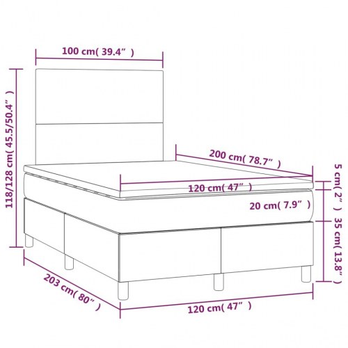 Kontinentalseng med madras 120x200 cm - stof, cremefarvet