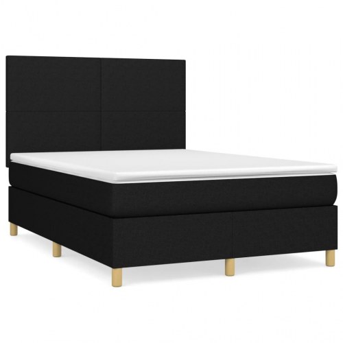 Kontinentalseng med madras 140 x 190 cm - stof, sort