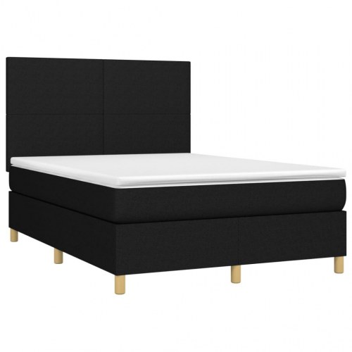 Kontinentalseng med madras 140 x 190 cm - stof, sort