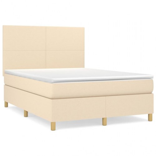 Kontinentalseng med madras 140 x 200 cm - stof, creme