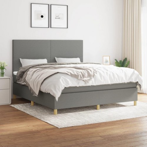 Kontinentalseng med madras 160×200 cm - stof, mørkegrå