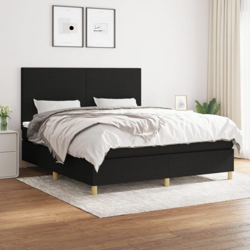 Kontinentalseng med madras 160×200 cm - stof, sort