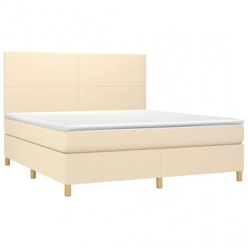 Kontinentalseng med madras 180×200 cm - stof, cremefarvet