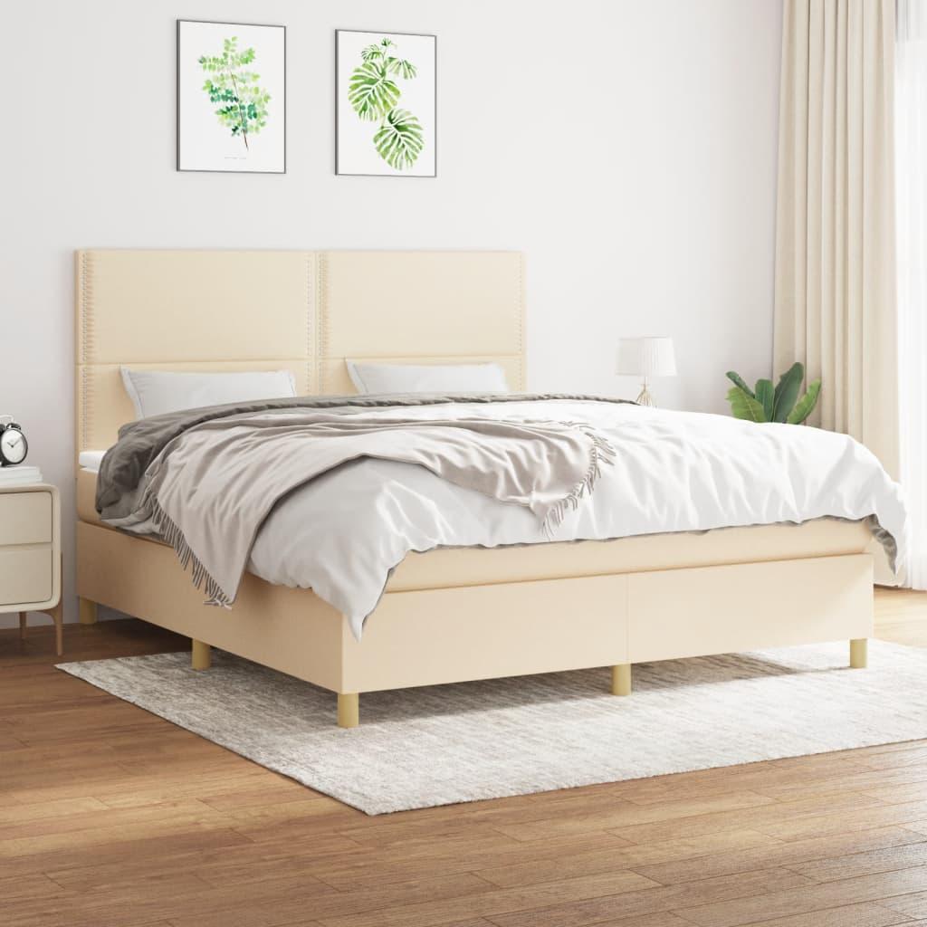 Kontinentalseng med madras 160x200 cm stof cremefarvet
