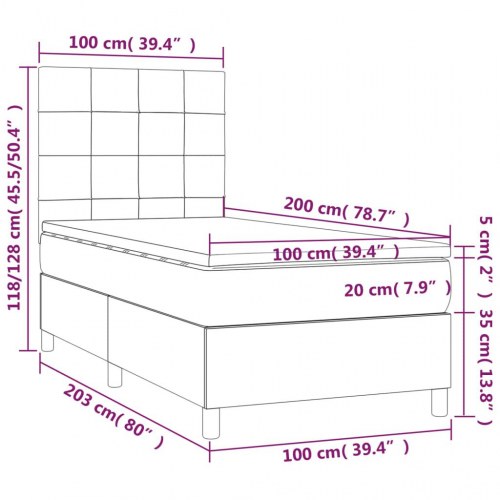 Kontinentalseng med madras 100×200 cm - stof, blå