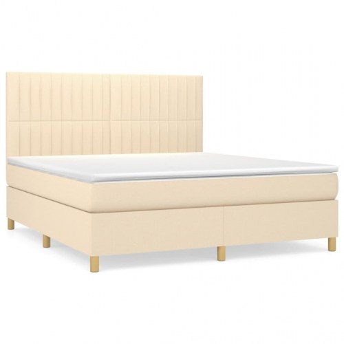 Kontinentalseng med madras 160×200 cm - stof, cremefarvet