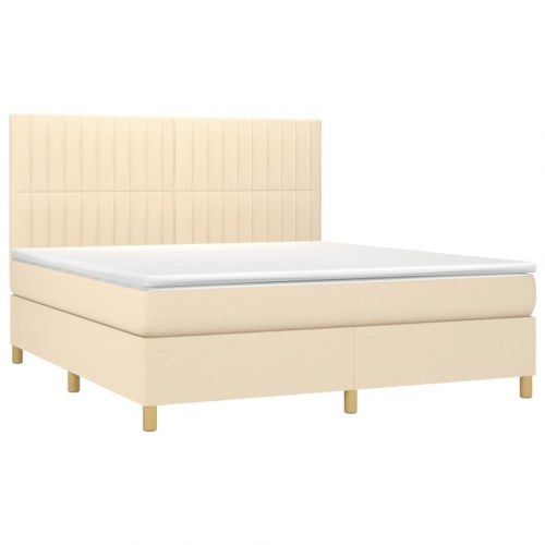 Kontinentalseng med madras 160×200 cm - stof, cremefarvet