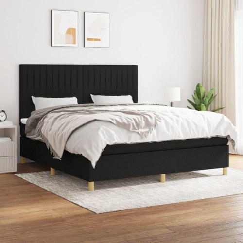 Kontinentalseng med madras 180×200 cm - stof, sort