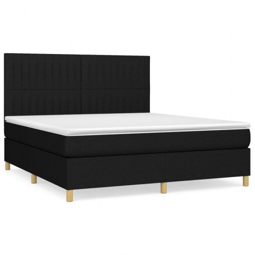 Kontinentalseng med madras 180×200 cm - stof, sort