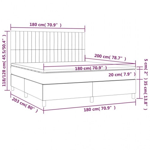 Kontinentalseng med madras 180x200 cm i stof - cremefarvet