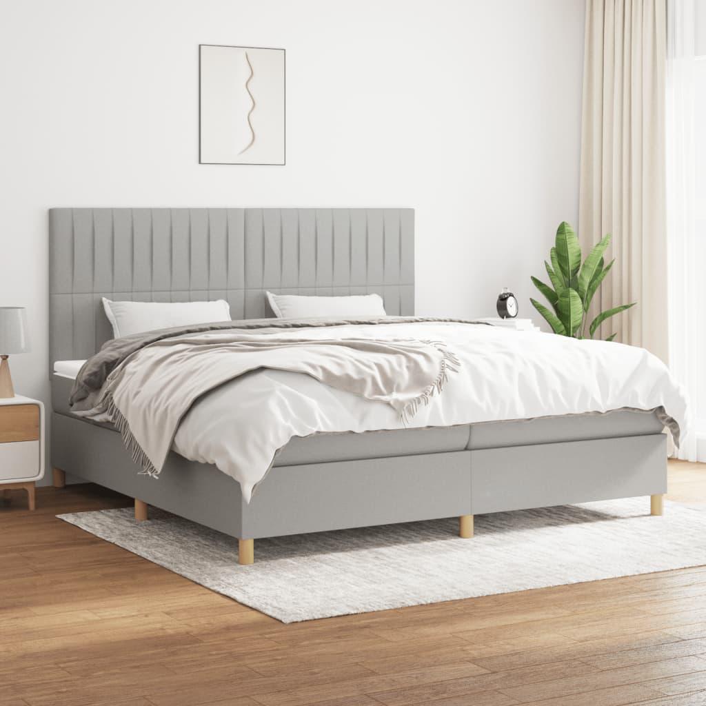 Kontinentalseng med madras 200x200 cm stof lysegrå