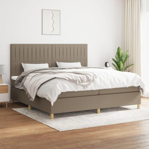Kontinentalseng med madras 200×200 cm - stof gråbrun