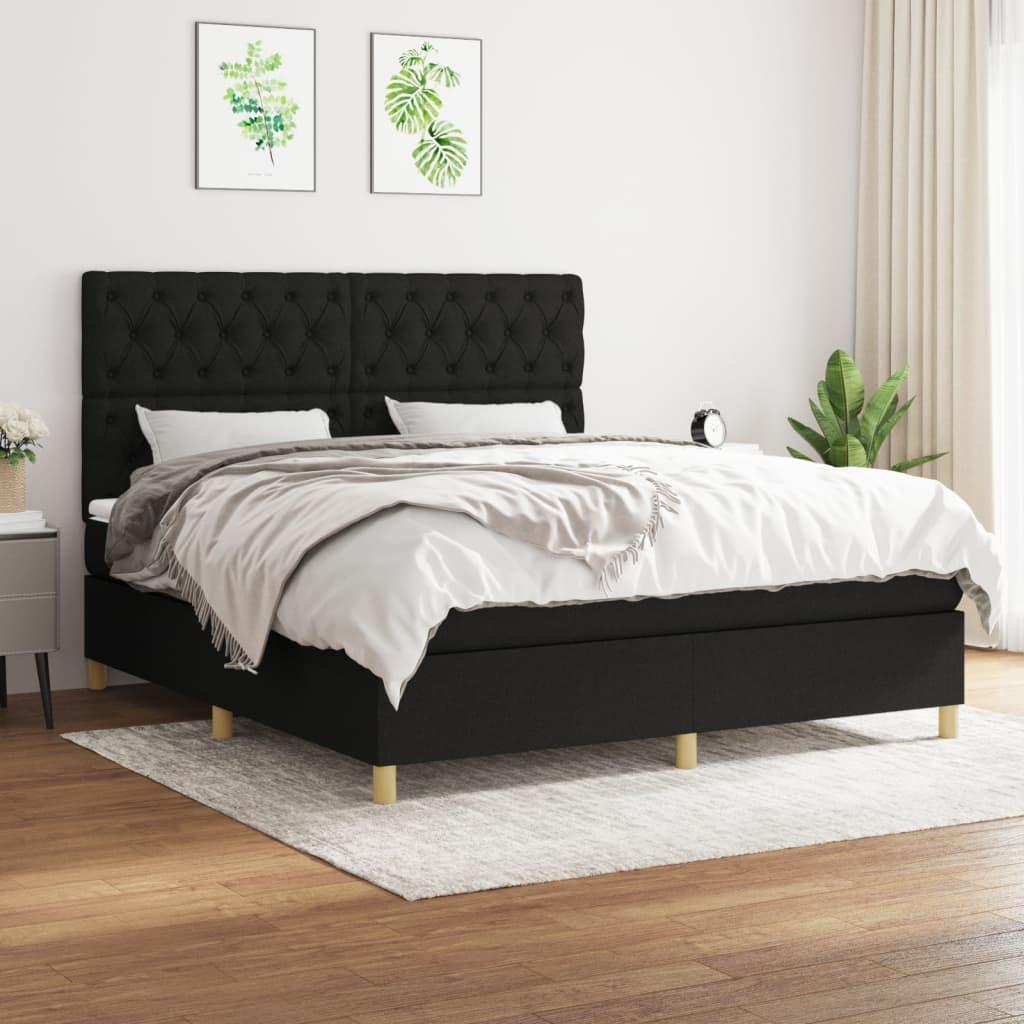 Kontinentalseng med madras 160x200 cm stof sort billede