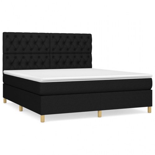 Kontinentalseng med madras 160×200 cm - stof, sort
