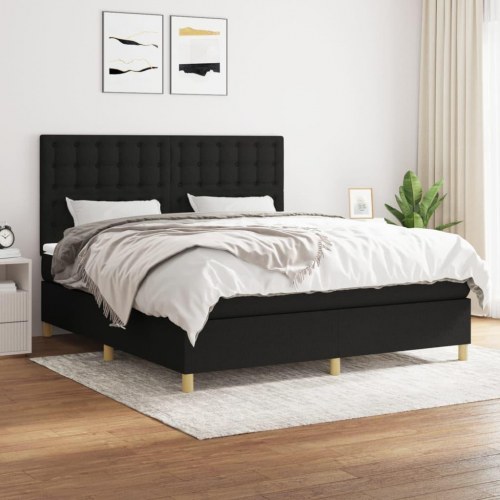 Kontinentalseng med madras 180×200 cm - stof, sort