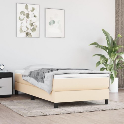 Kontinentalseng med madras 90x200 cm - stof, cremefarvet