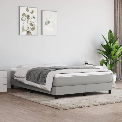 Kontinentalseng med madras 140×190 cm - stof, lysegrå