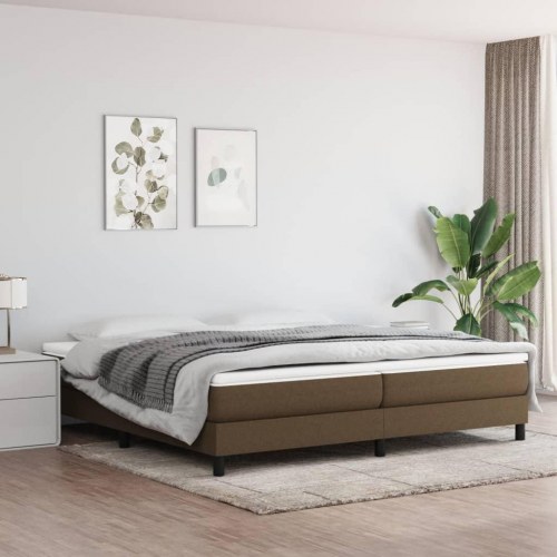 Kontinentalseng med madras 200x200 cm - stof, mørkebrun