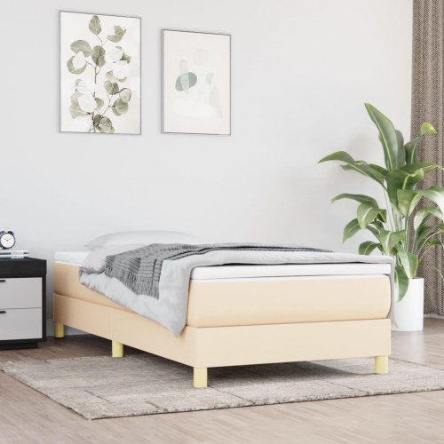Kontinentalseng med madras 80x200 cm - stof, cremefarvet