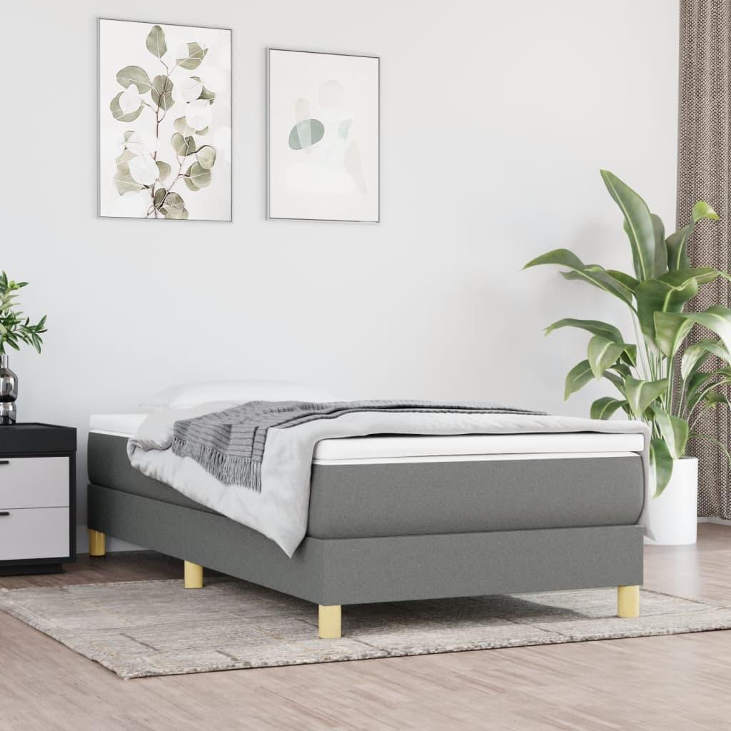 Kontinentalseng med madras 90×190 cm - stof, mørkegrå billede