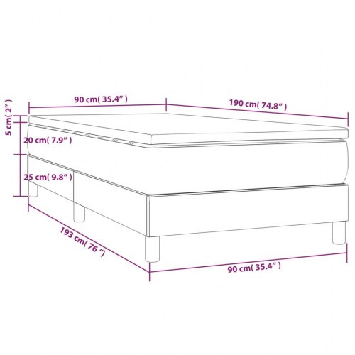 Kontinentalseng med madras 90x190 cm - stof, cremefarvet