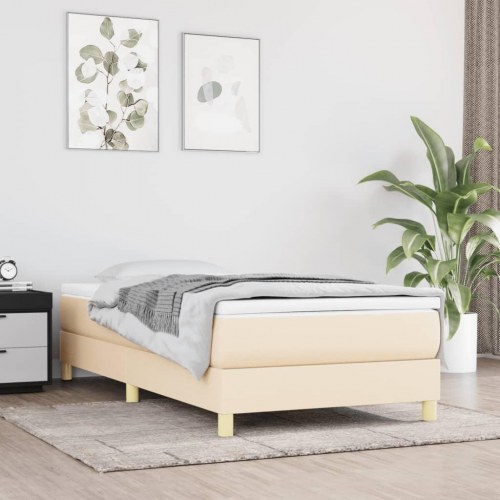Kontinentalseng med madras 90×200 cm - stof, cremefarvet