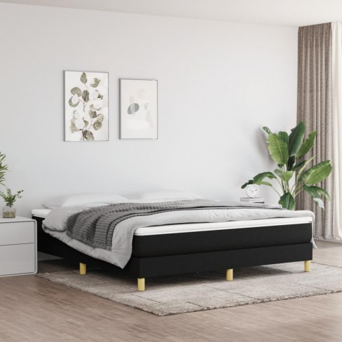 Kontinentalseng med madras 160×200 cm - stof, sort
