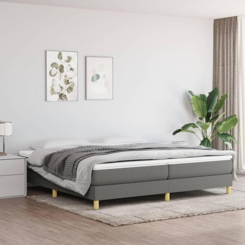 Kontinentalseng med madras 200 x 200 cm - stof, mørkegrå