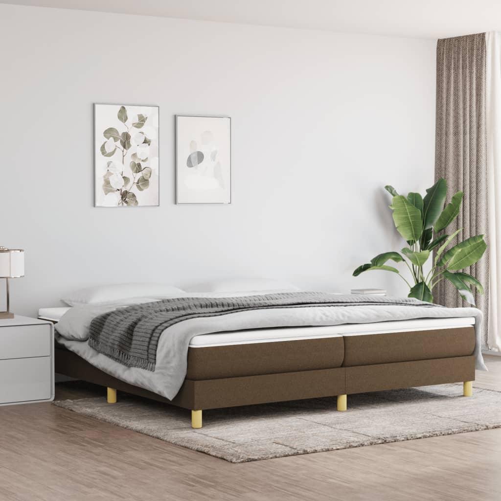 Kontinentalseng med madras 200×200 cm - stof, mørkebrun billede
