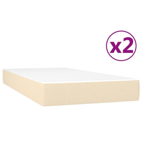 Kontinentalseng med madras 200×200 cm - stof, cremefarvet