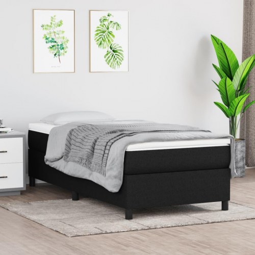 Kontinentalseng med madras og topmadras 80x200 cm - stof, sort