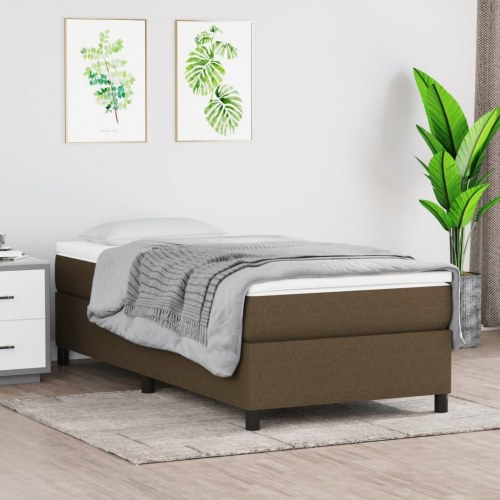 Kontinentalseng med madras 80×200 cm - stof, mørkebrun