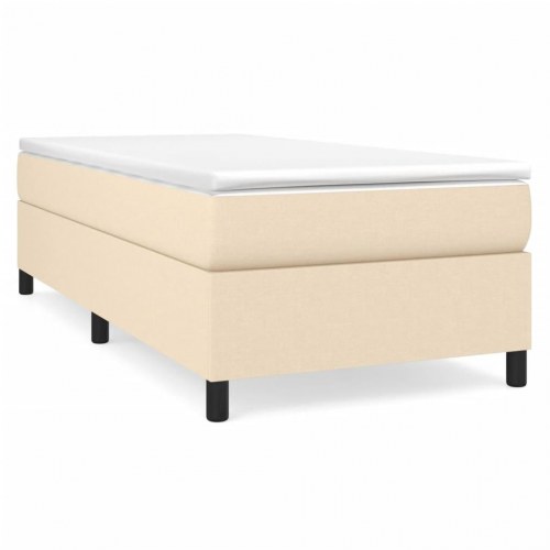 Kontinentalseng med madras 90x190 cm - stof, cremefarvet