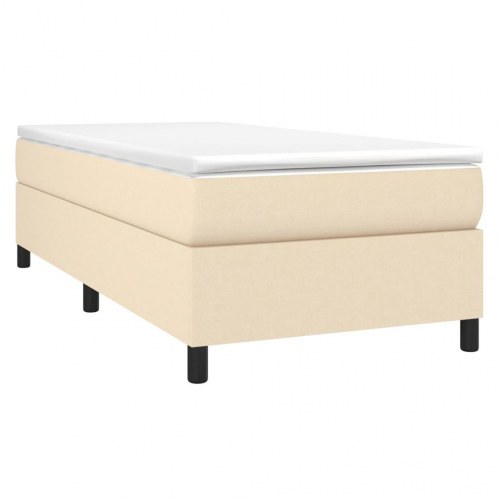 Kontinentalseng med madras 90x190 cm - stof, cremefarvet